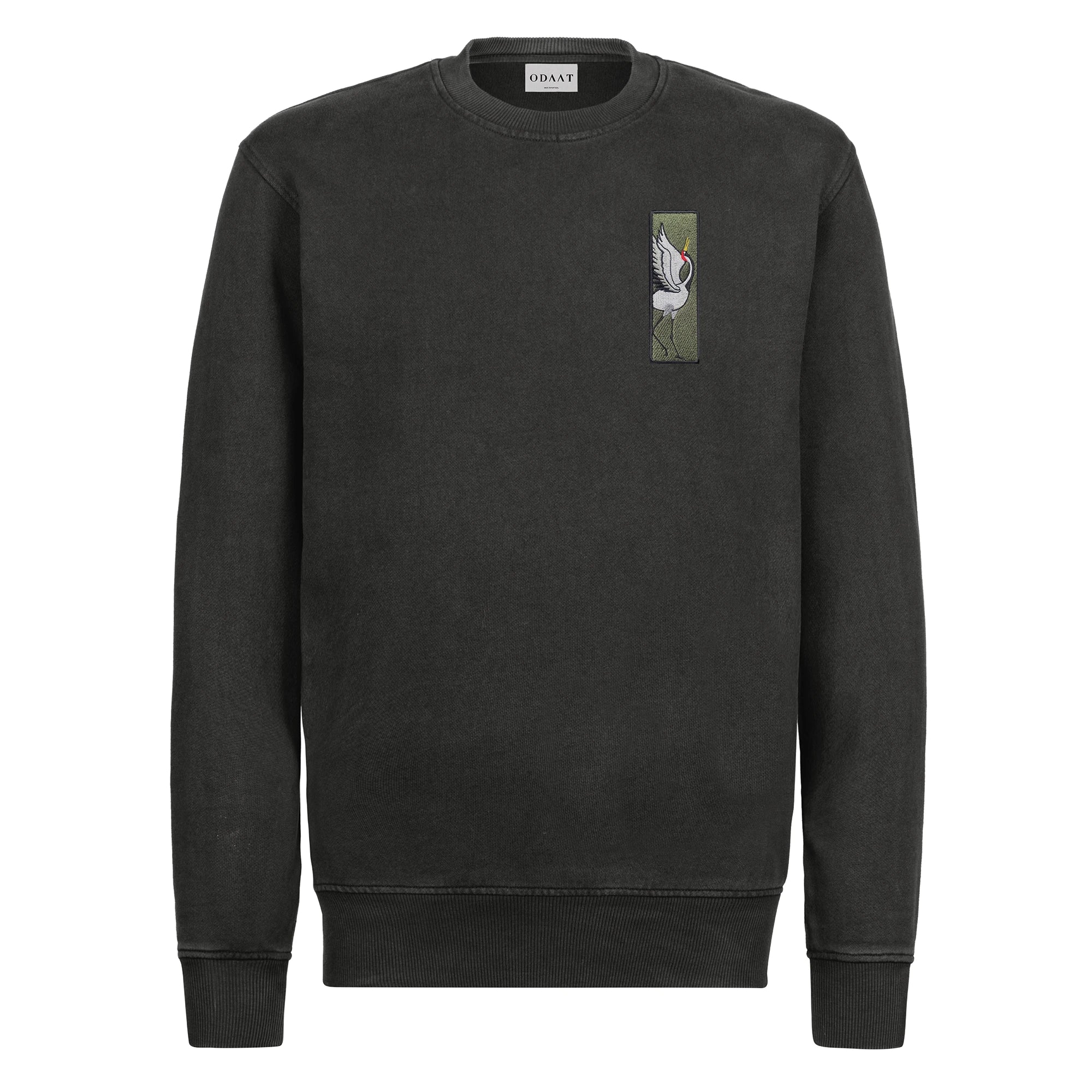 ODAAT Apparel, Origami Echo, Japanese Crane, Crewneck Sweatshirt in Vintage Black