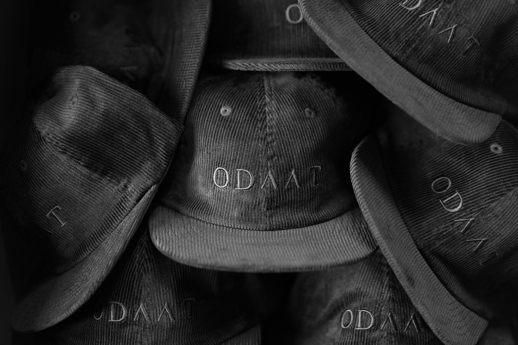 ODAAT Apparel, Signature Hat in Black Corduroy & Black Embroidery
