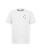 Front of Circle of Resilience Tee in Arctic White with a high-contrast black circle design on the left chest, spelling ‘One Day At A Time.’