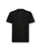 Back of Script Tee featuring ‘One Day At A Time’ printed in gold ochre across the spine of the back. Minimalist design on premium organic cotton.