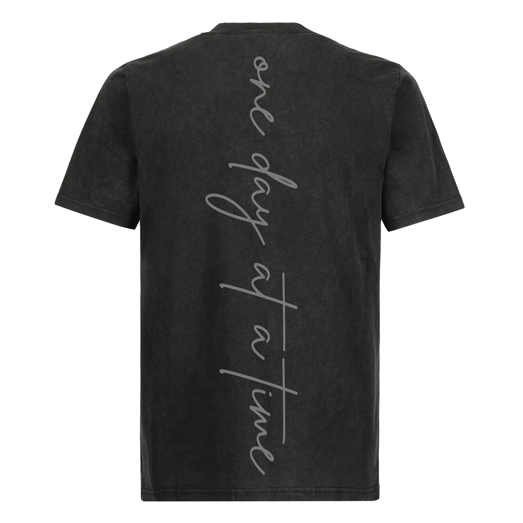 ODAAT Apparel, Script Tee, One Day At A Time, Vintage Black (Back)