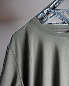 Midweight Tee in Olive, collar and shoulder detail